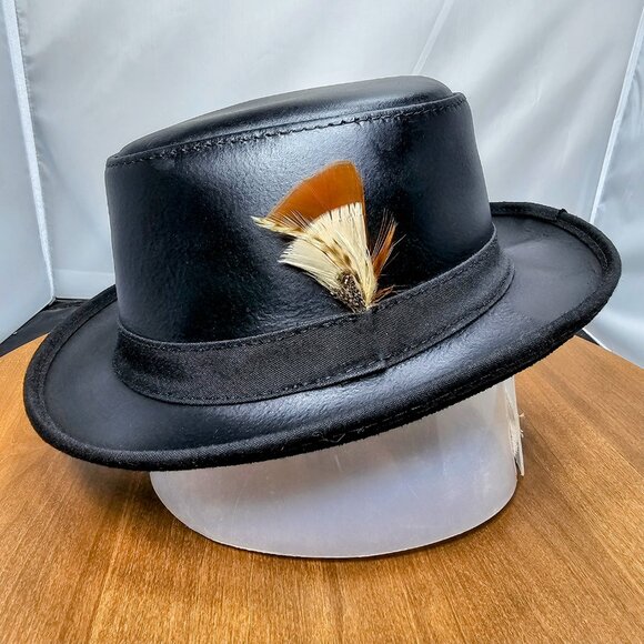 Soho Trilby Black Leather Fedora Hat | American Hat Makers | NWT | Small 6 7/8 - Picture 4 of 9